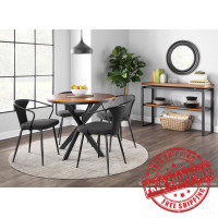 Lumisource DT-XPEDSTL BKWL X Pedestal Industrial Dinette Table with Black Metal and Walnut Wood